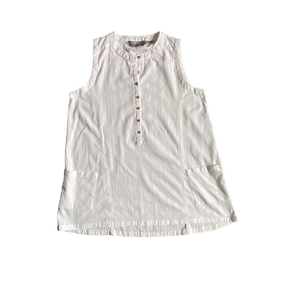 Mountain Warehouse Women Sleeveless Top Size 10 White Minimalist Outdoor Coastal